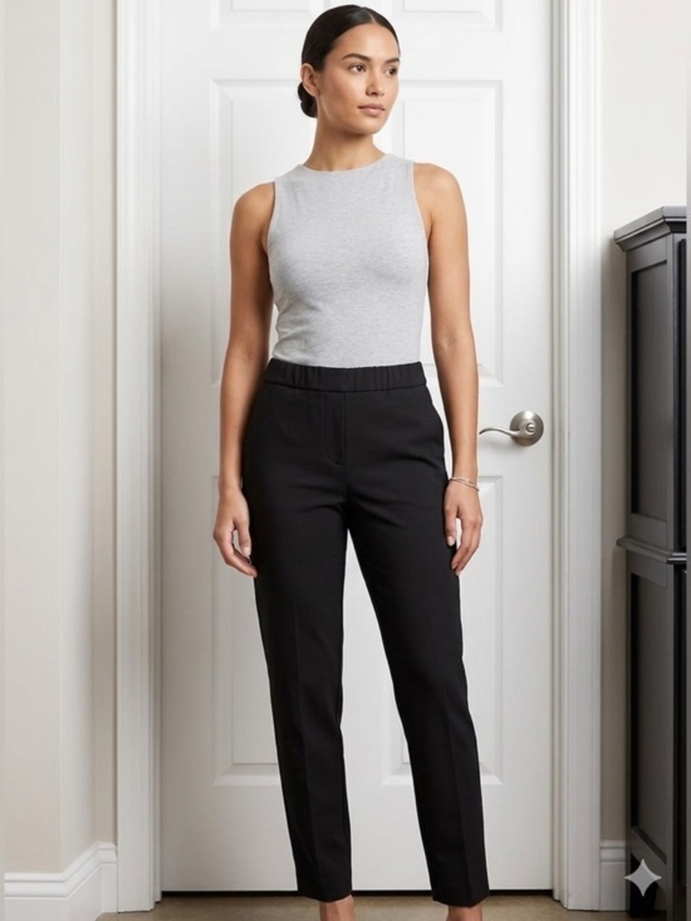 NWT Banana Republic Size 6 Black Hayden High Rise Tapered Trouser Dress Pants S